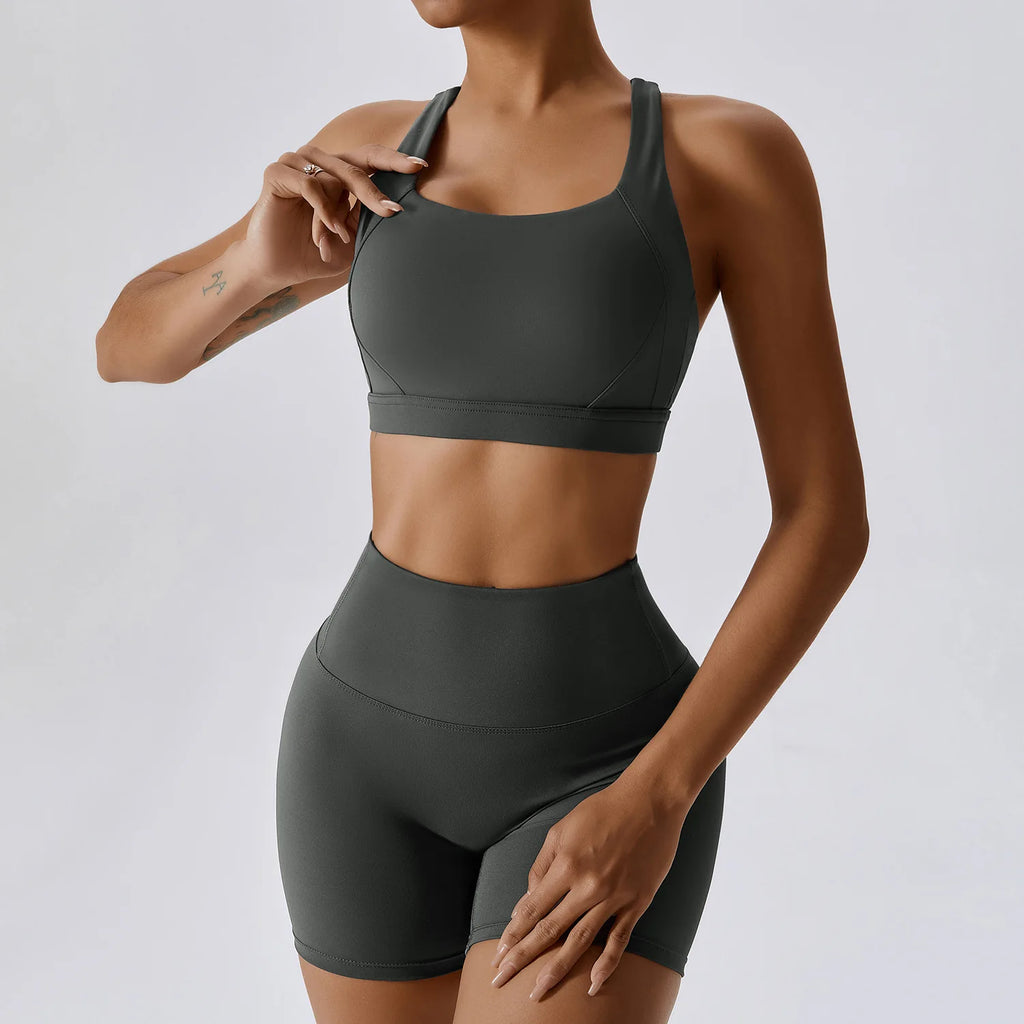Fresca Fabulous | X-Back Active Bra + Shorts Matching Set