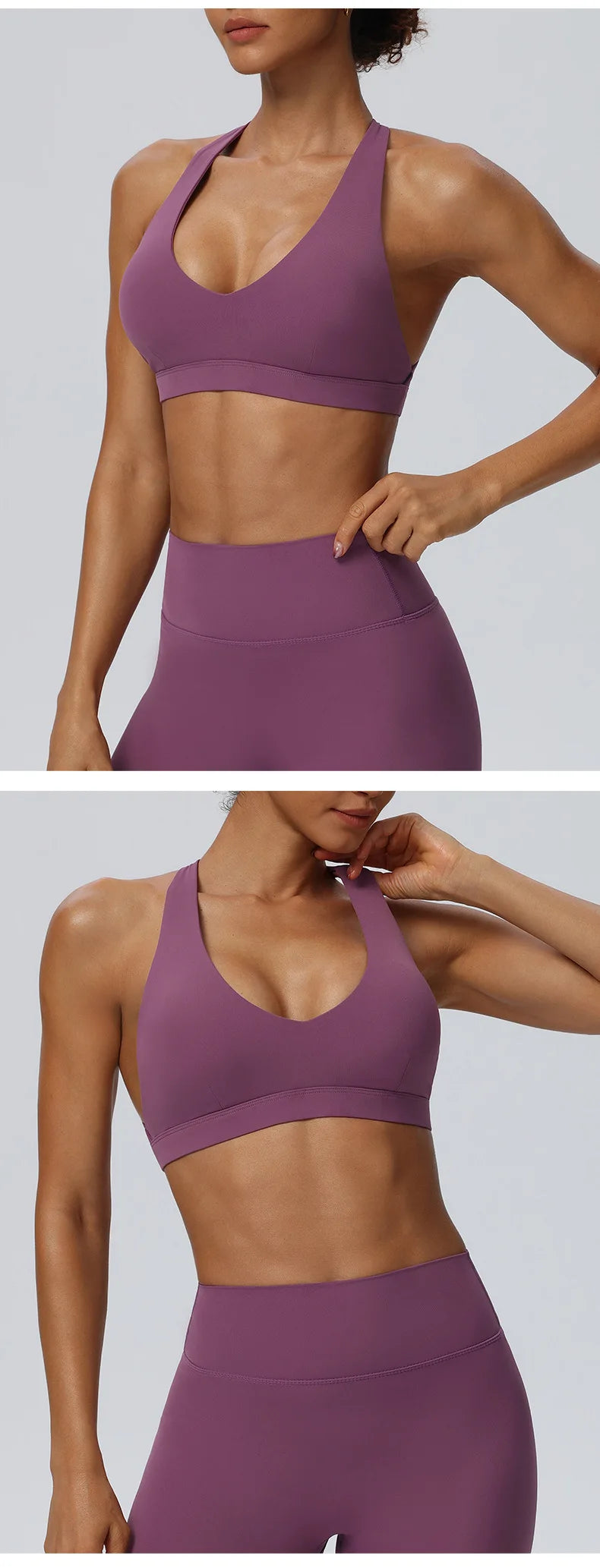 VEQKING Hollow Back Women Sports Bras Naked Feel Yoga Crop Tops Detachable Pads Gym Fitnss Bralettes Quick Dry Workout Tops