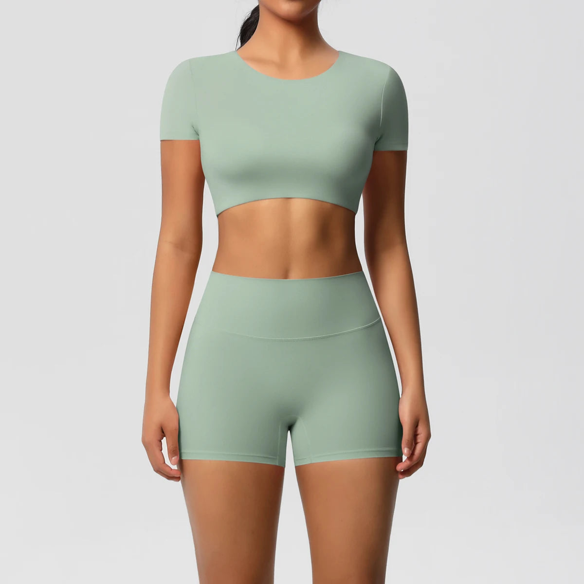 Body Tea | Fitted Crop Top + Active Shorts Set