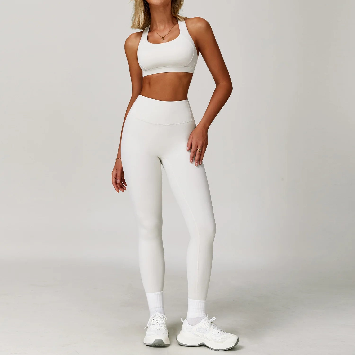 Fit Happens | Criss Cross Back Sports Bra + High Waisted Leggings Matching Set