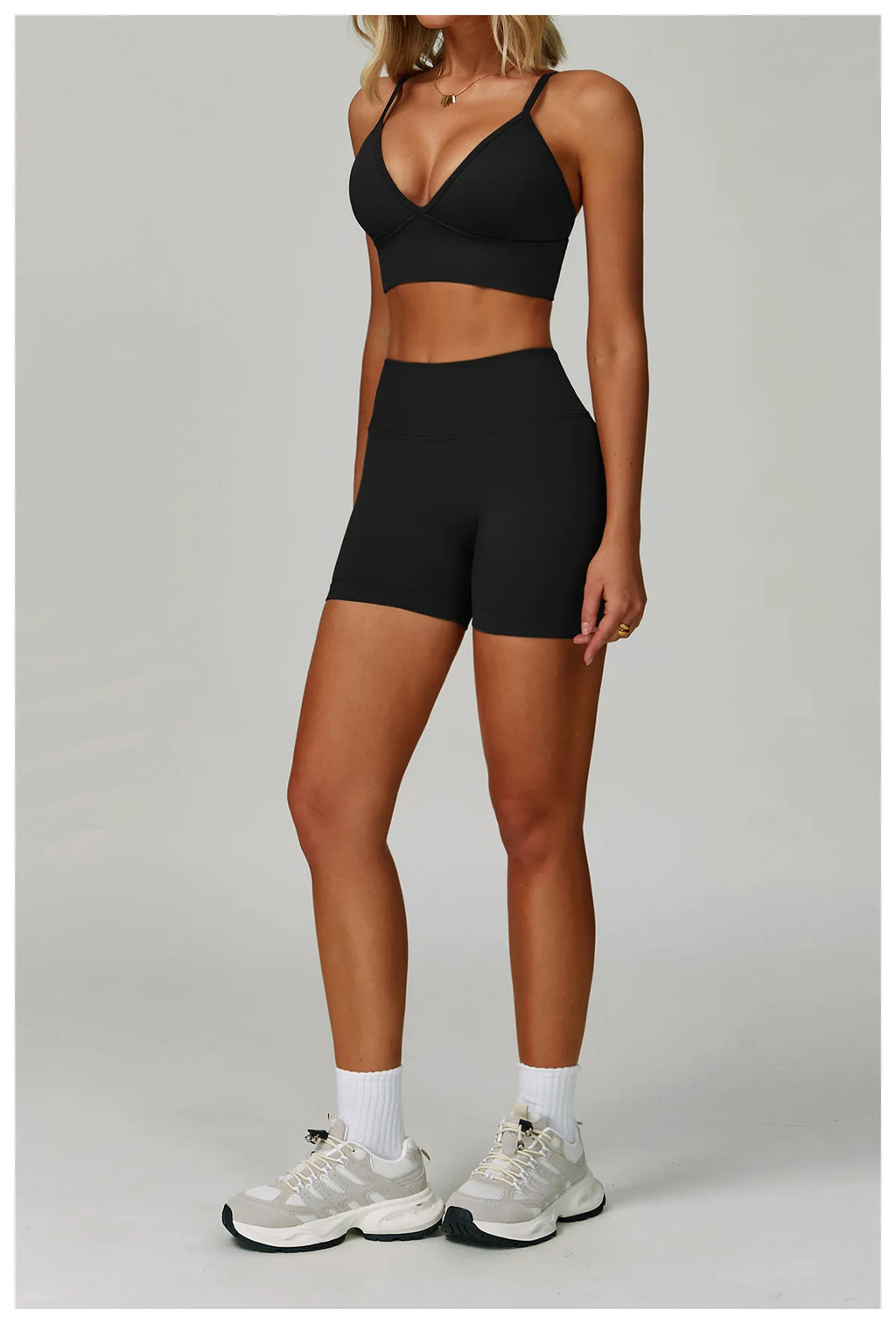 That Girl | Sports Bra + Active Shorts + Jacket w/ Thumb Holes Matching Set