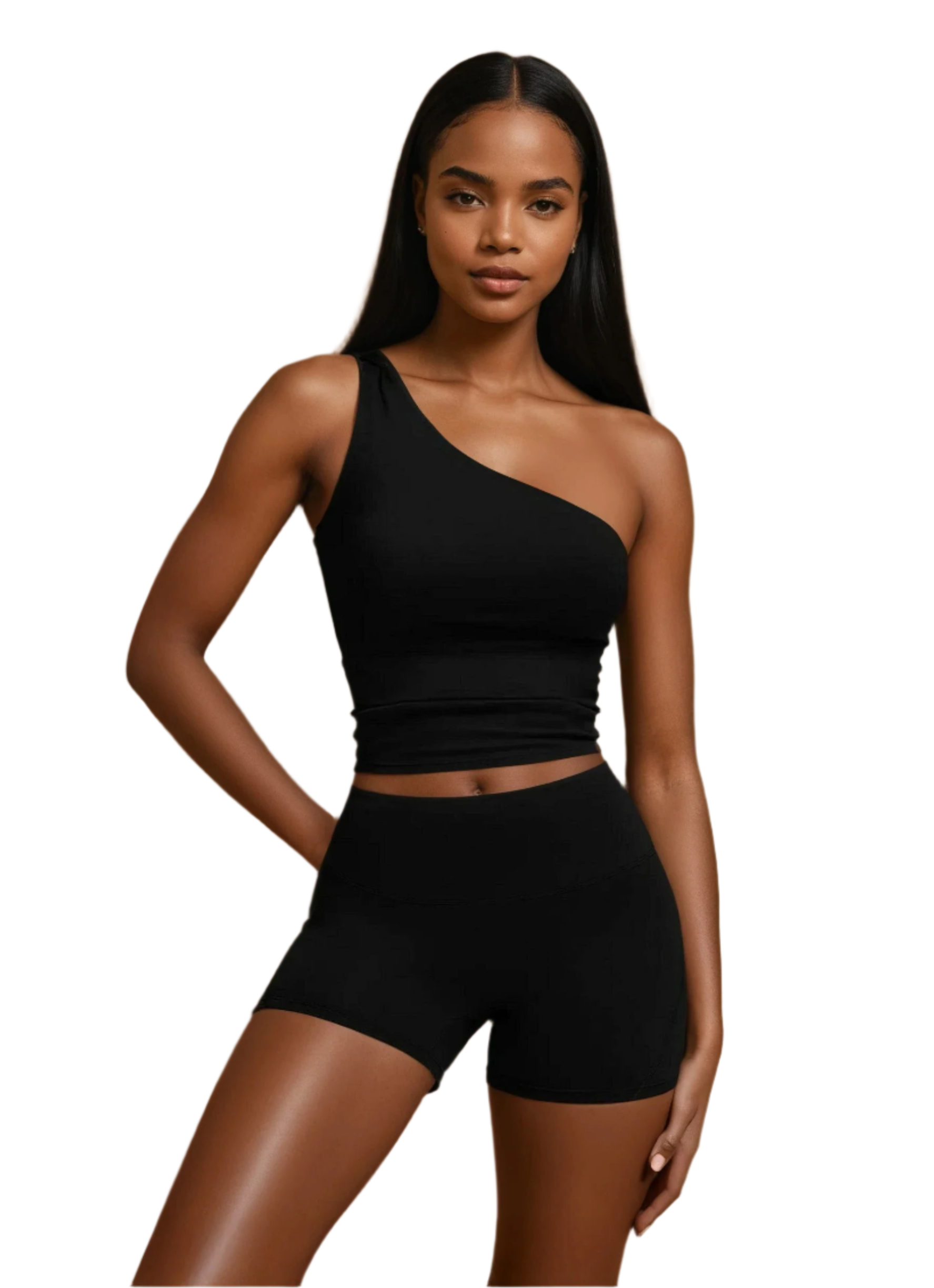 Messy Bun, Gettin’ Stuff Done | Side Strap Tank Top + Active Shorts Matching Set