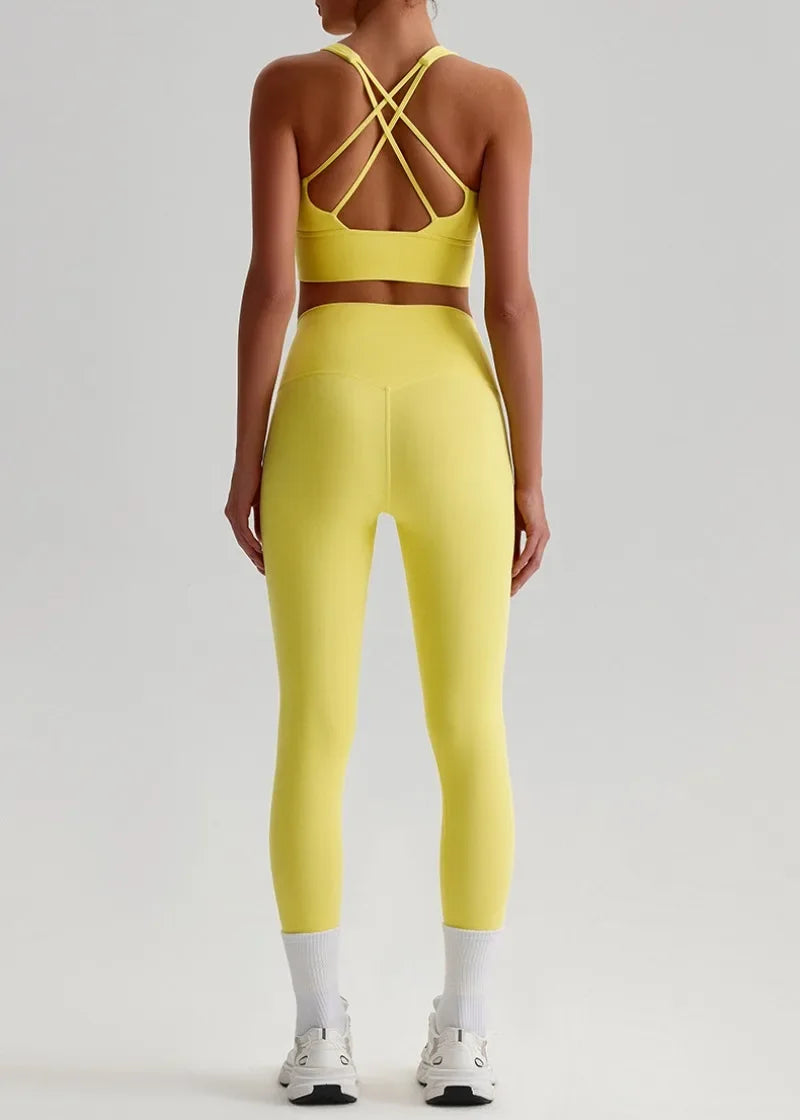 May Your Delulu Come Truelulu | Strappy X-Back Fitness Bra + High Waisted Leggings Set