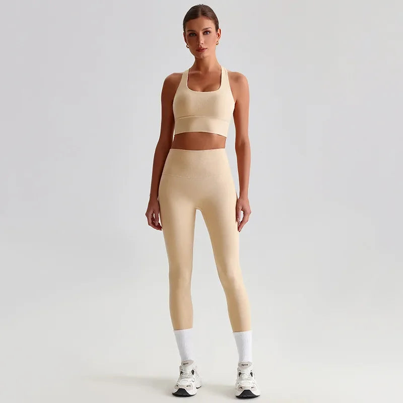 May Your Delulu Come Truelulu | Strappy X-Back Fitness Bra + High Waisted Leggings Set