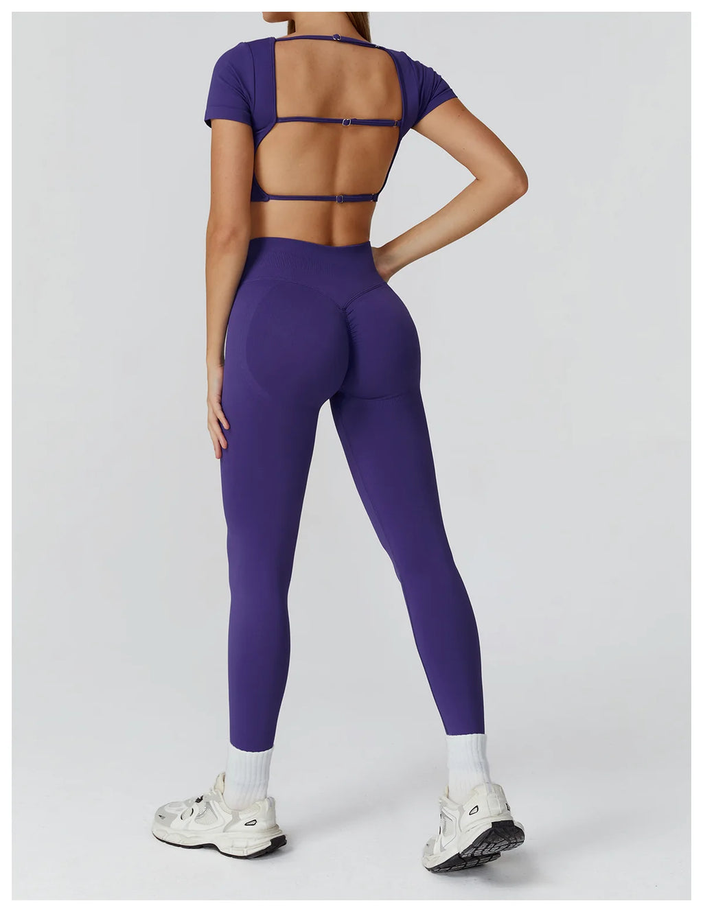 Too Cute To Cover | Backless Crop Top + High Waist Active Leggings Set