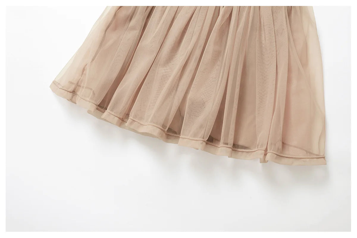 Badminton Bae Active Dress, beige/tan, Tüllrock mit feinem Plissee-Faltenlauf