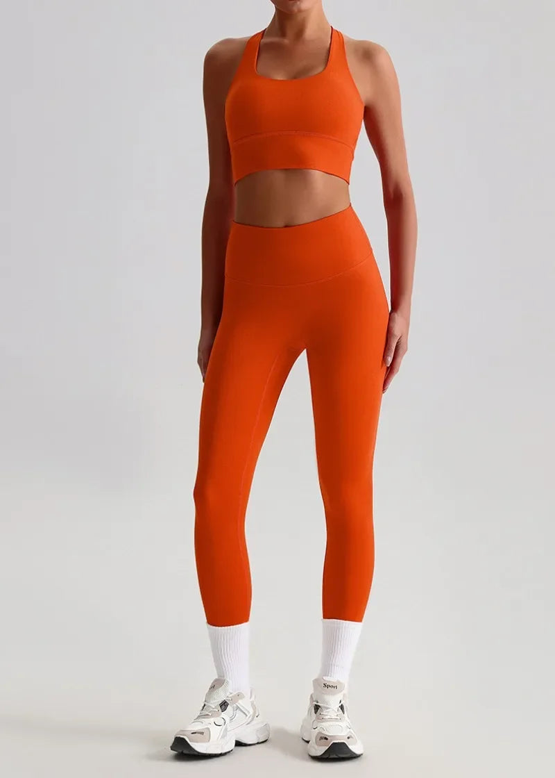 May Your Delulu Come Truelulu | Strappy X-Back Fitness Bra + High Waisted Leggings Set