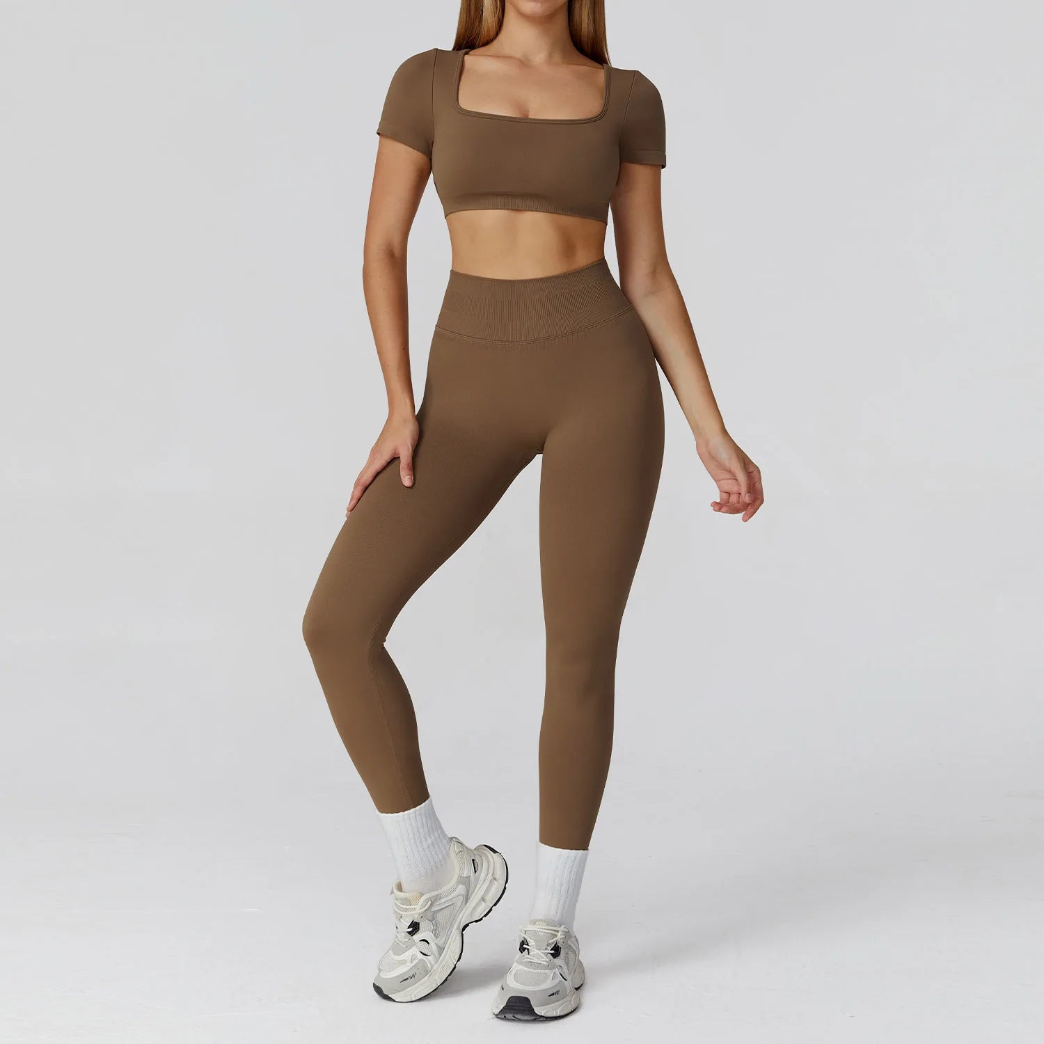 Too Cute To Cover | Backless Crop Top + High Waist Active Leggings Set