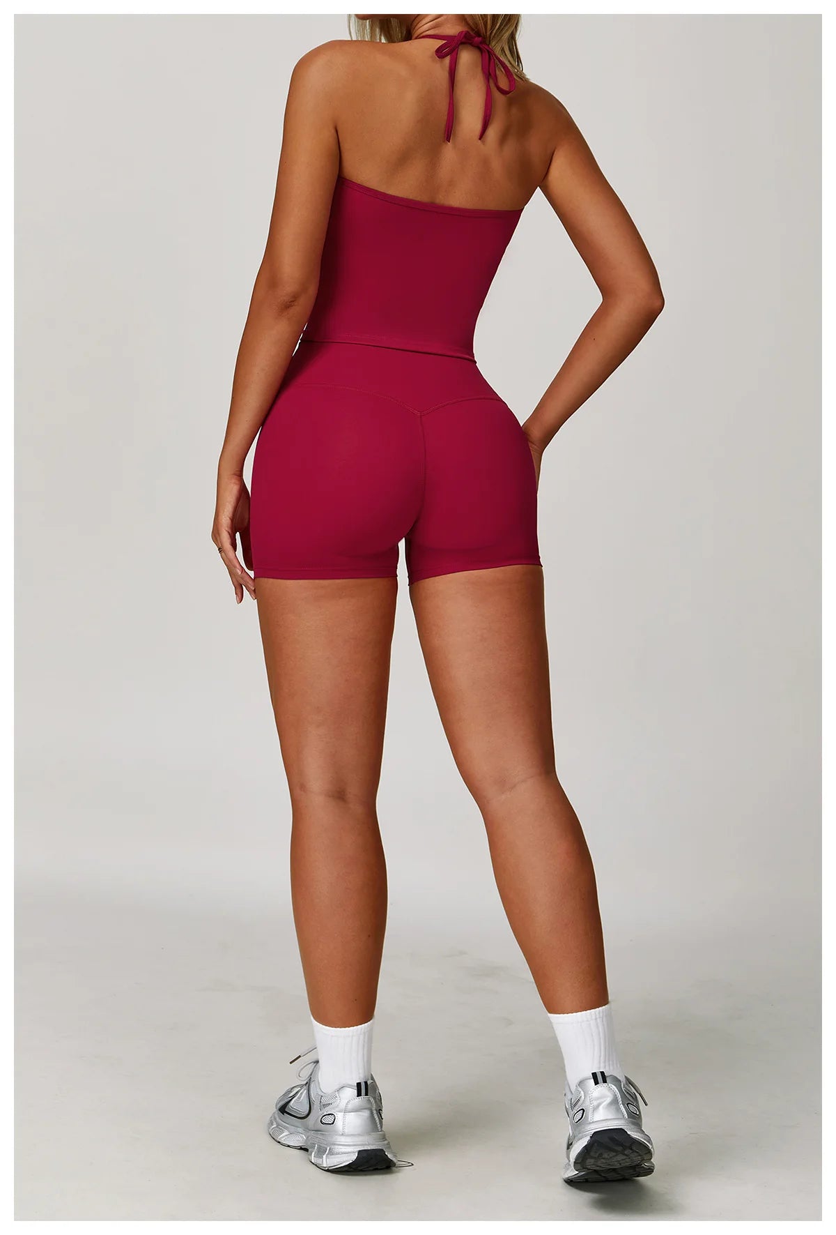 Bow Tie Babe | Tied Spaghetti Strap Tank Top + Shorts Matching Active Set