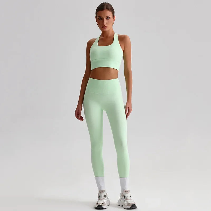 May Your Delulu Come Truelulu | Strappy X-Back Fitness Bra + High Waisted Leggings Set