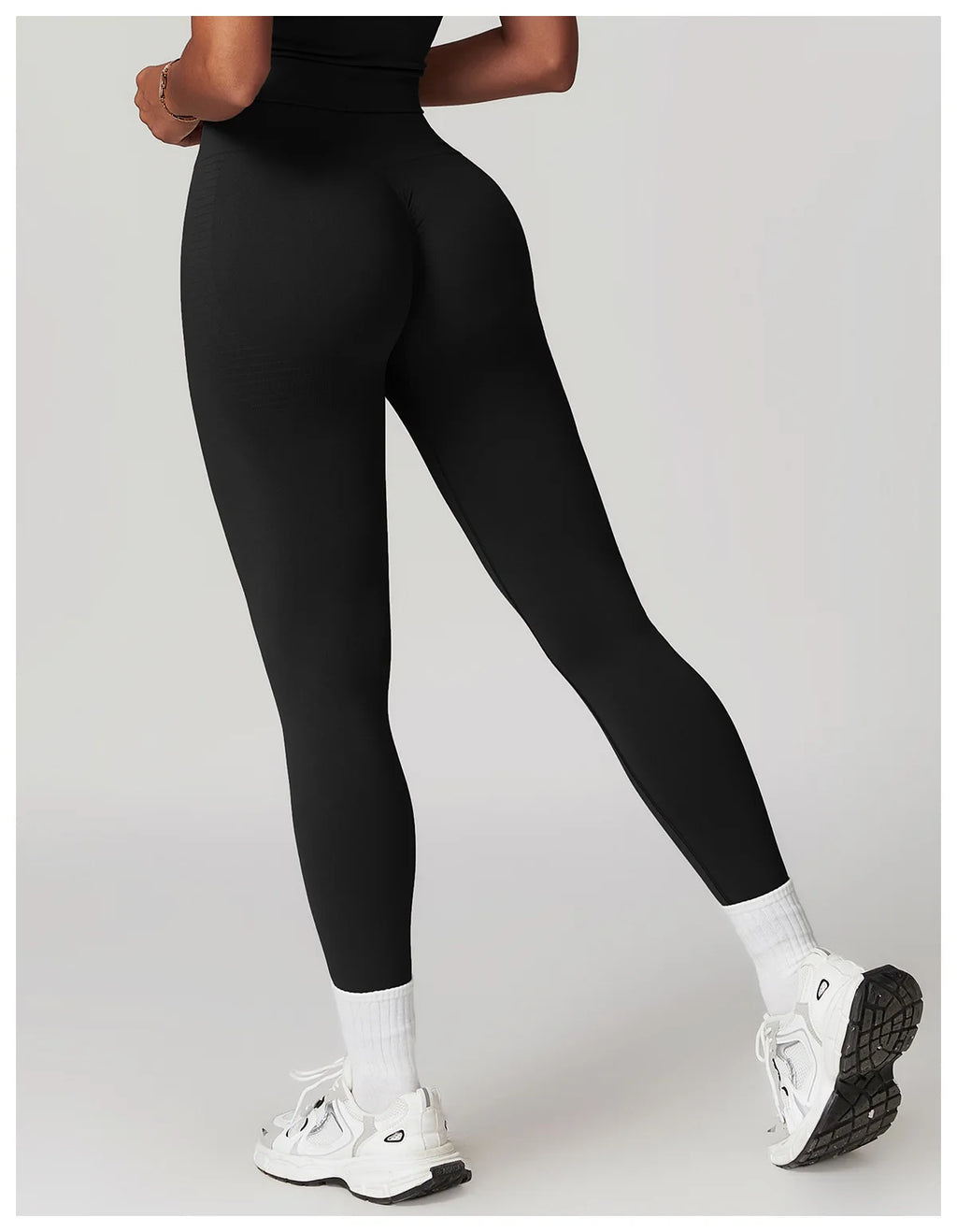Schwarze High-Waist Active Leggings, lang, körpernah mit schmalem Beinverlauf