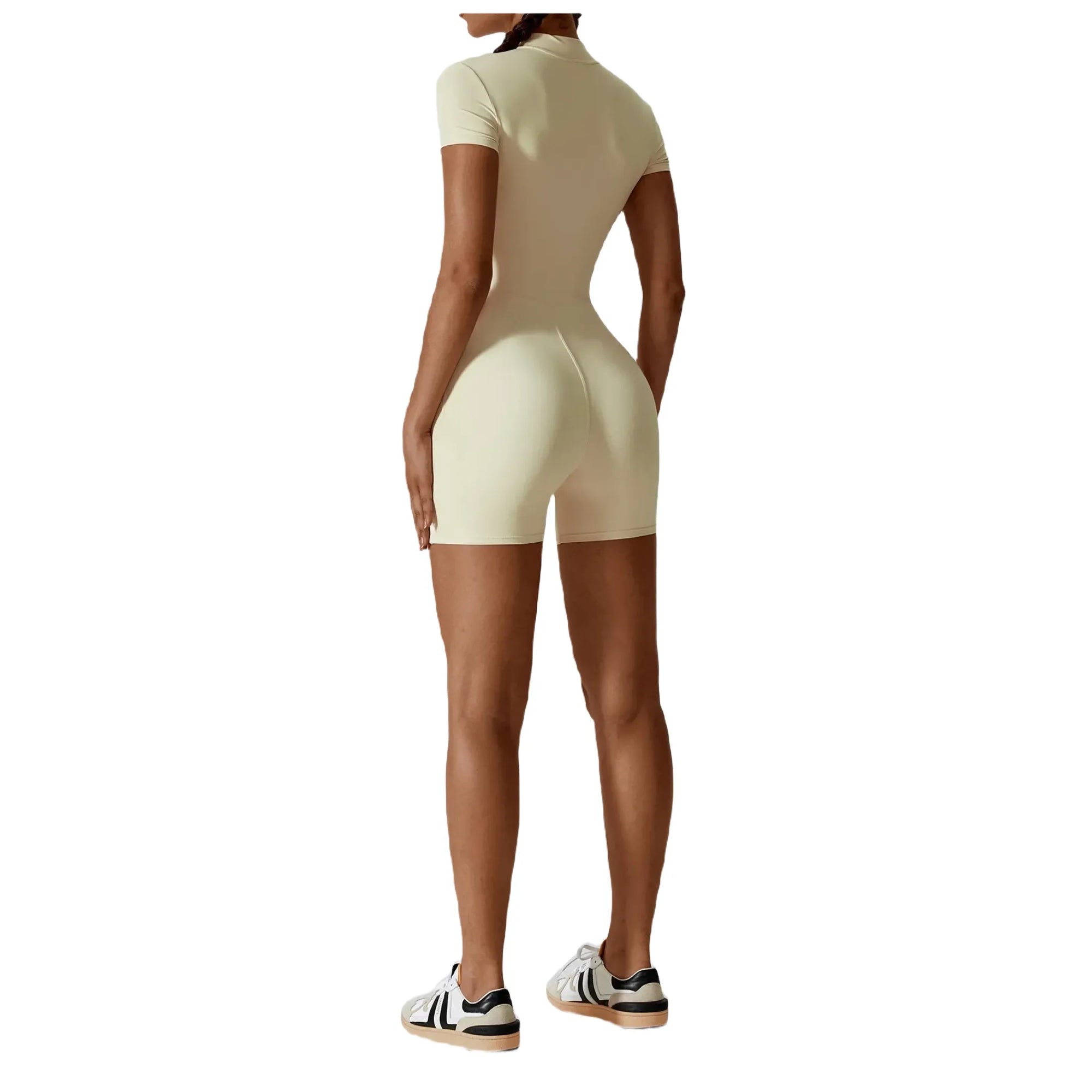 Fitted Coke Bottle Zipper One-Piece Romper