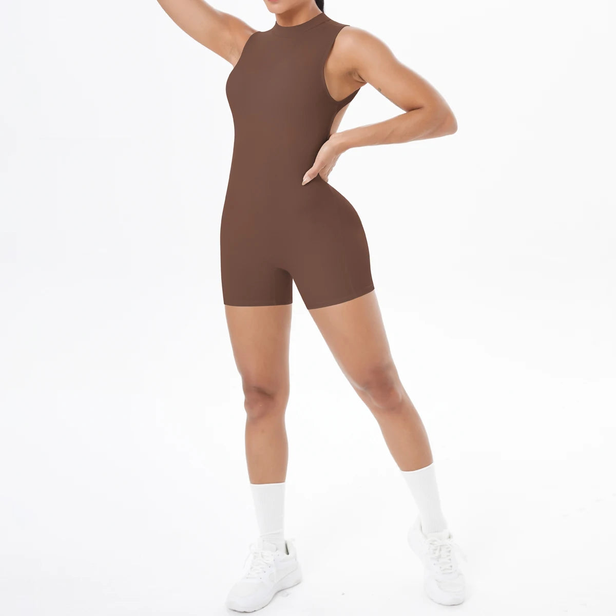 Backless Babe | Backless Tank-Short Romper Jumpsuit Active One-Piece