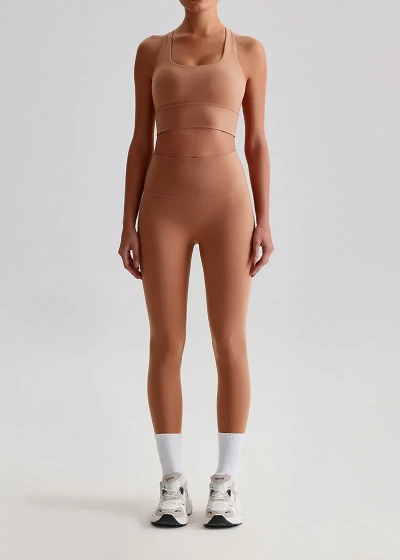 May Your Delulu Come Truelulu | Strappy X-Back Fitness Bra + High Waisted Leggings Set