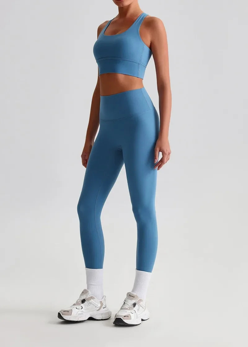 May Your Delulu Come Truelulu | Strappy X-Back Fitness Bra + High Waisted Leggings Set