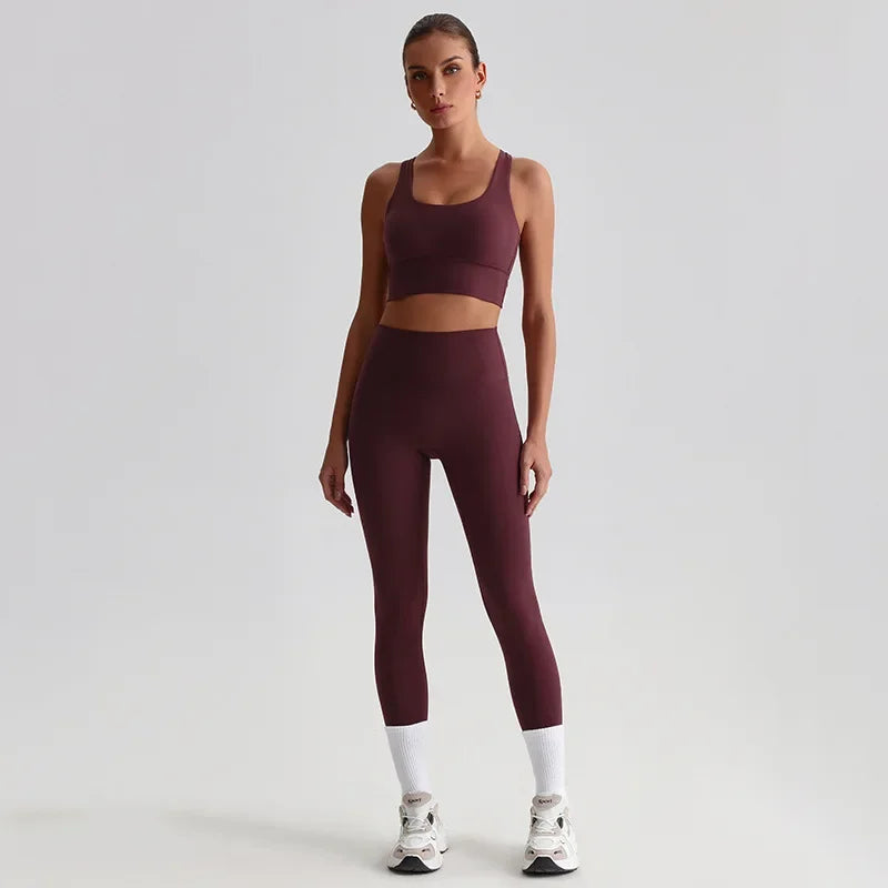 May Your Delulu Come Truelulu | Strappy X-Back Fitness Bra + High Waisted Leggings Set