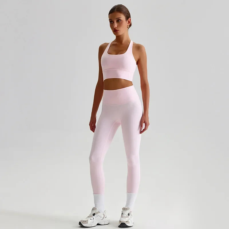 May Your Delulu Come Truelulu | Strappy X-Back Fitness Bra + High Waisted Leggings Set