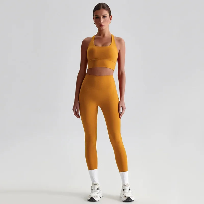 May Your Delulu Come Truelulu | Strappy X-Back Fitness Bra + High Waisted Leggings Set