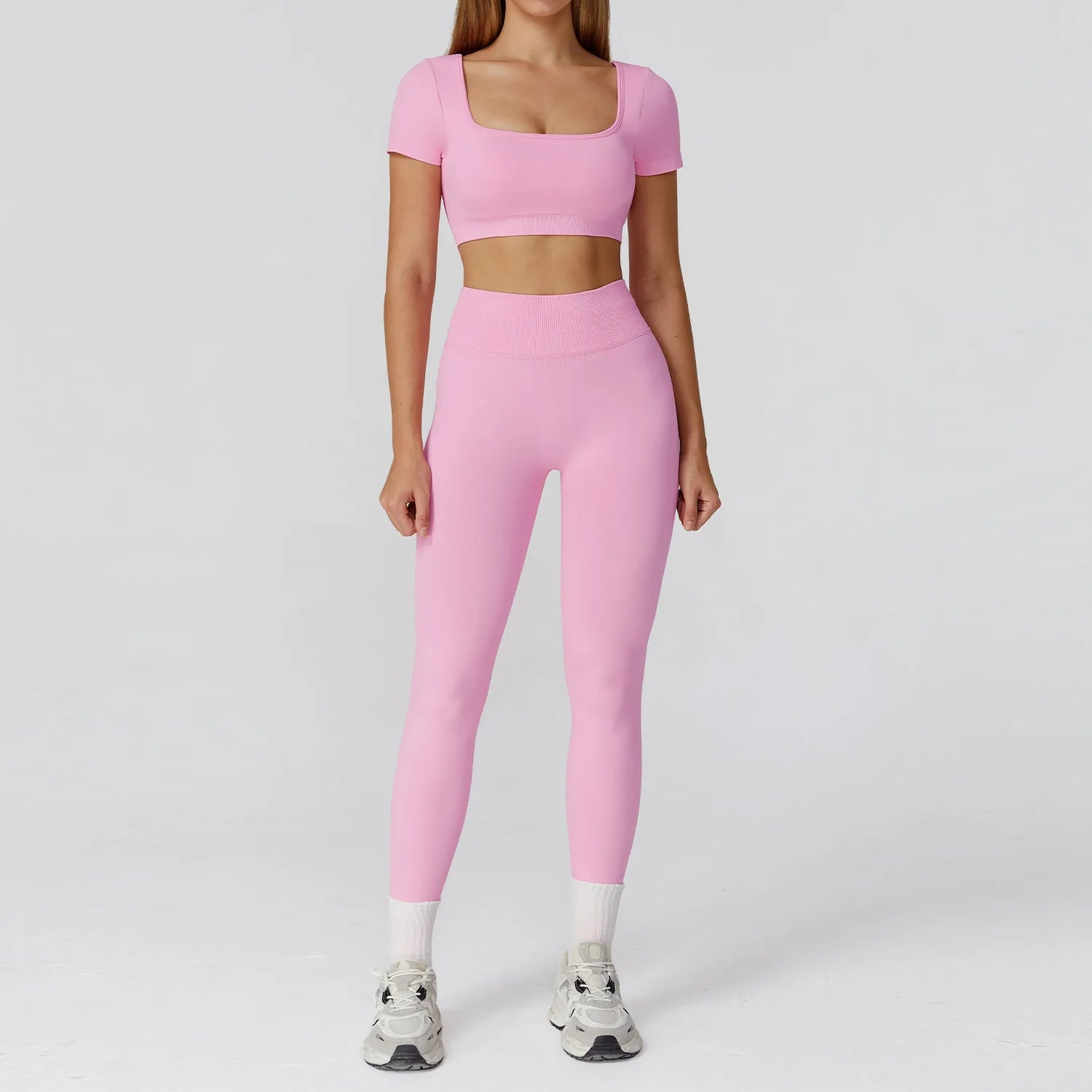 Too Cute To Cover | Backless Crop Top + High Waist Active Leggings Set