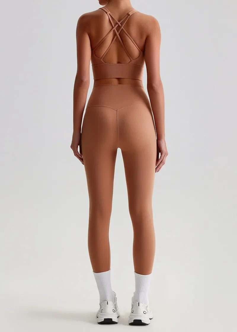 May Your Delulu Come Truelulu | Strappy X-Back Fitness Bra + High Waisted Leggings Set