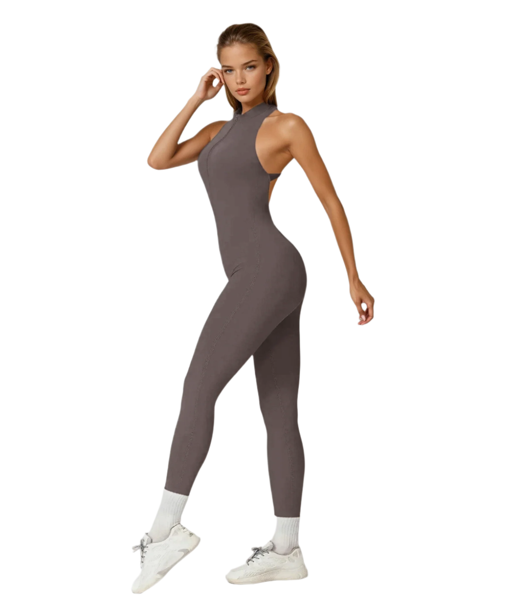 Rep Your Back Yoga Zipper Open-Back Jumpsuit