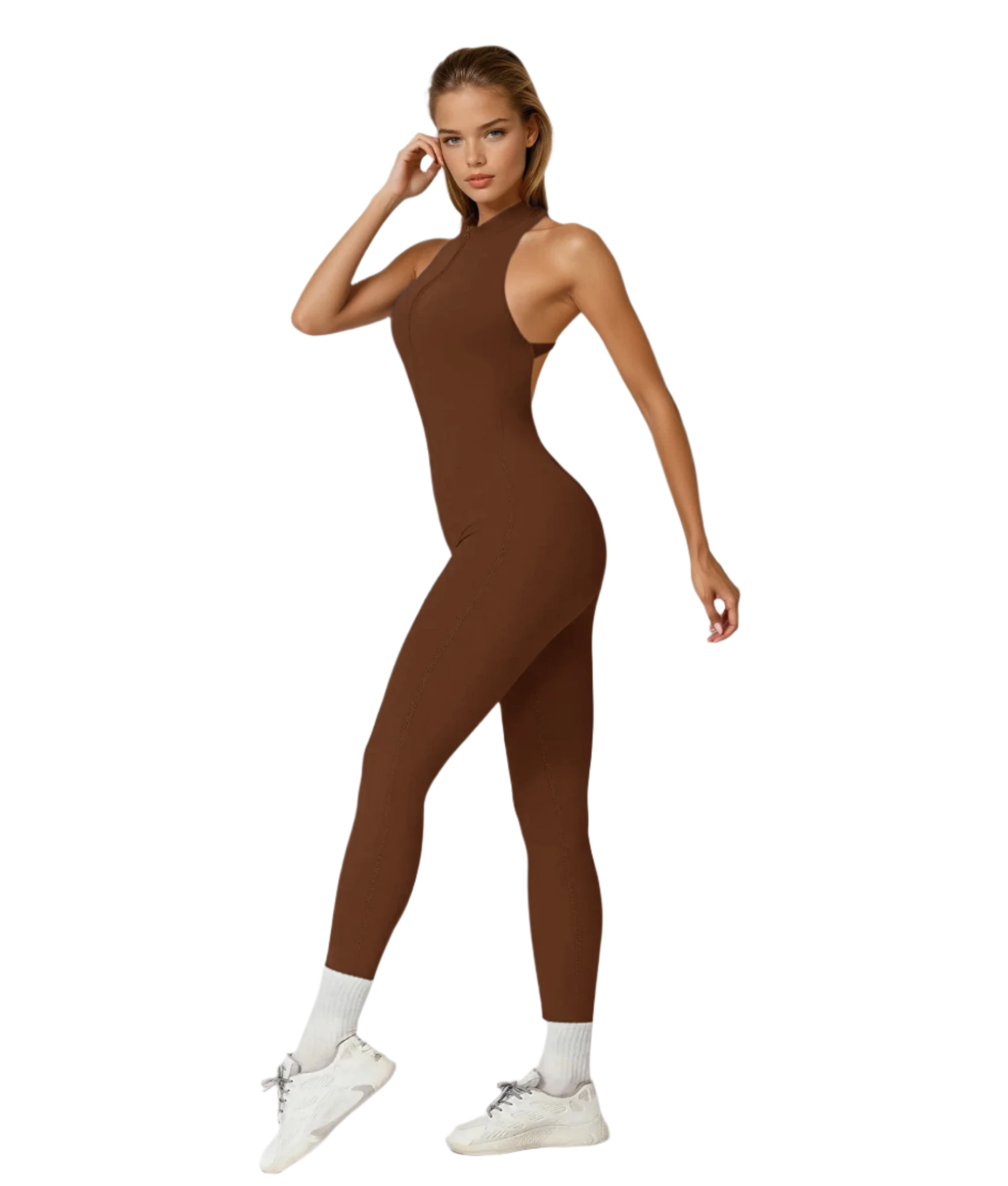 Rep Your Back Yoga Zipper Open-Back Jumpsuit