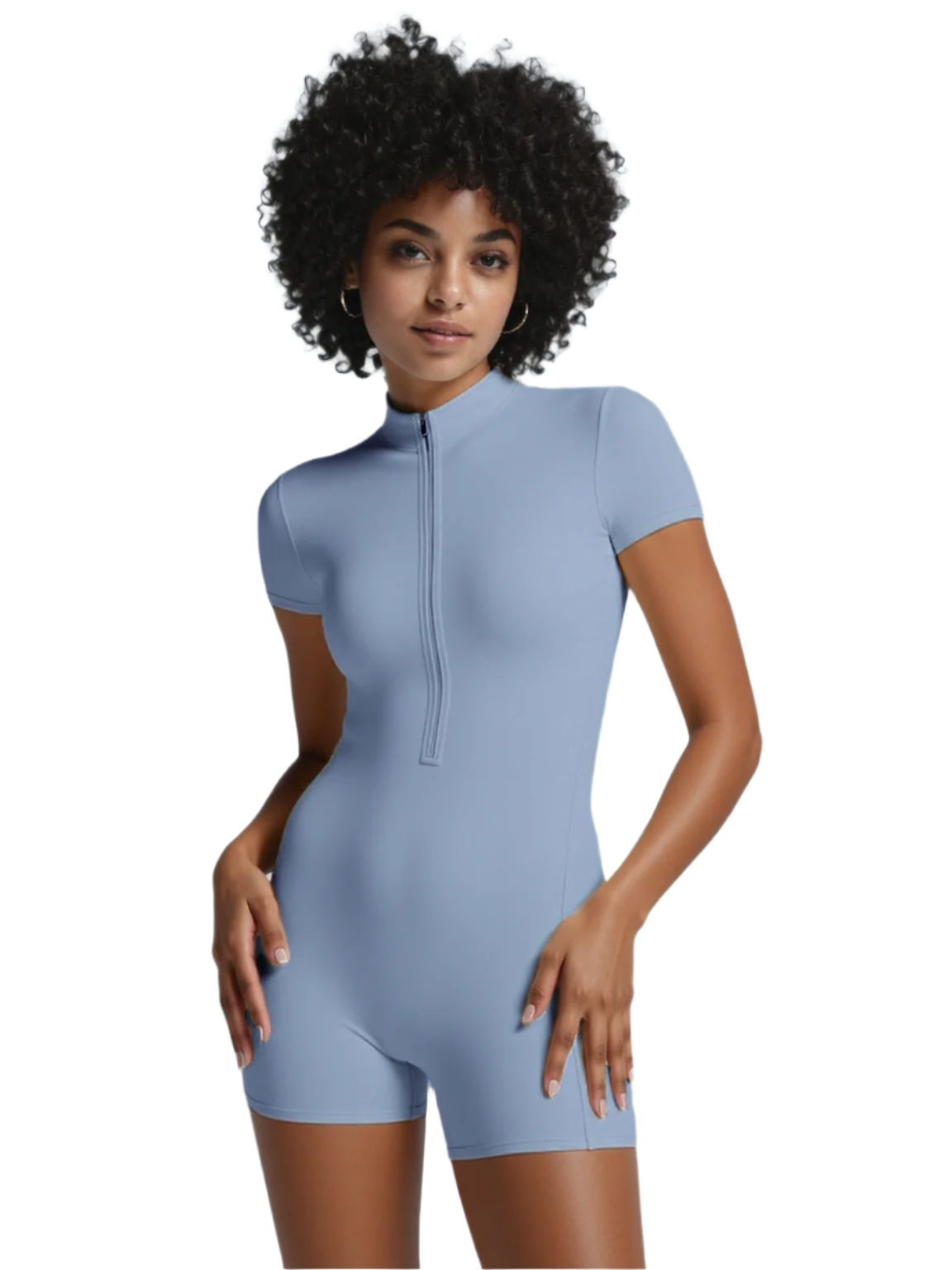 Fitted Coke Bottle Zipper One-Piece Romper