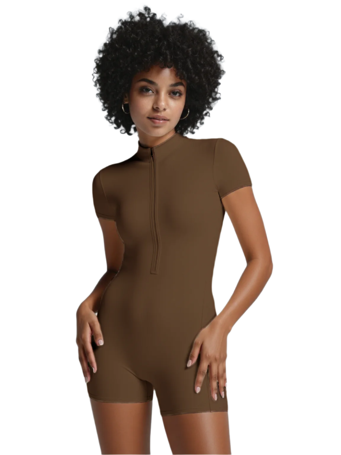 Fitted Coke Bottle Zipper One-Piece Romper