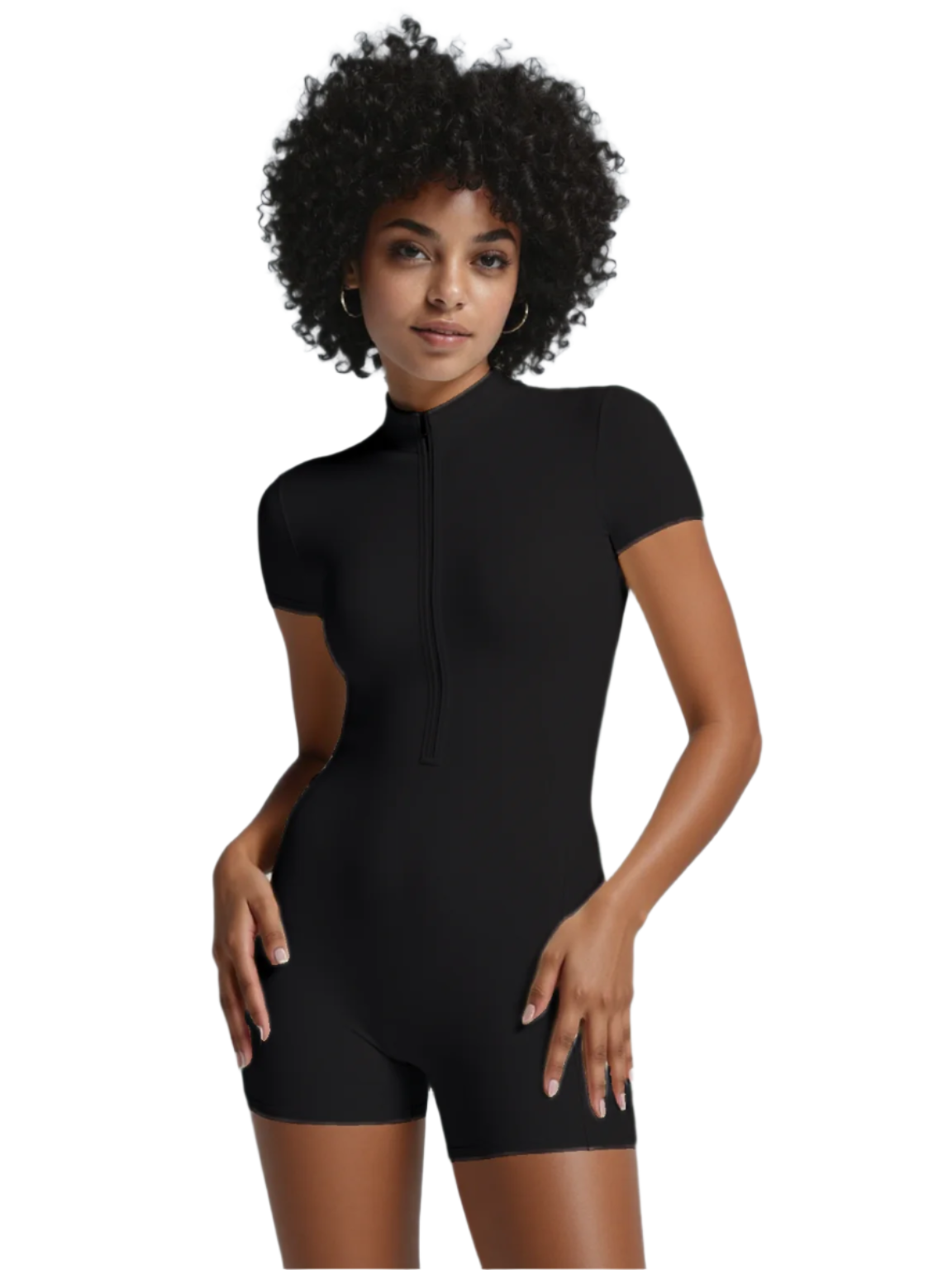 Fitted Coke Bottle Zipper One-Piece Romper