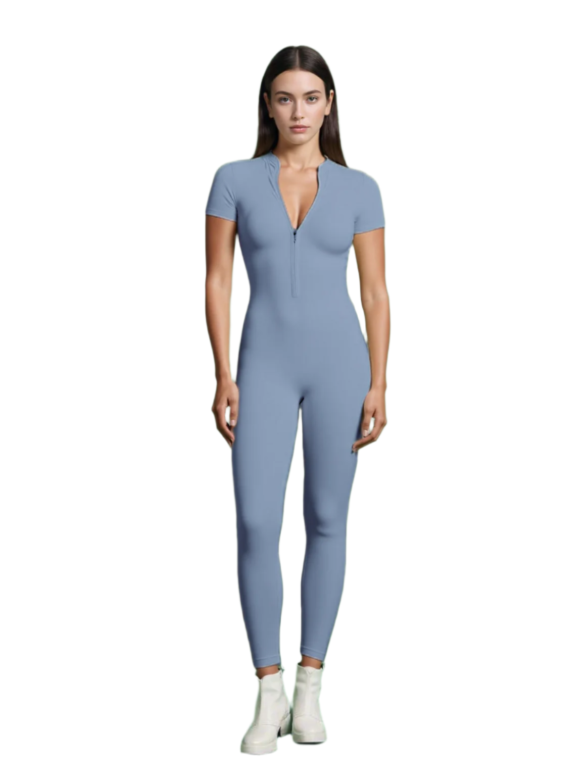 Sleeked Down Zipper Workout Jumpsuit