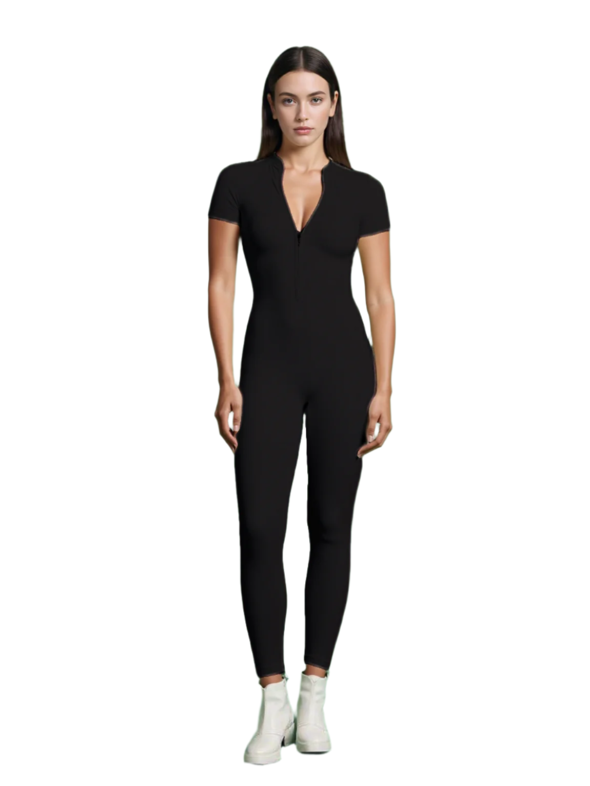 Sleeked Down Zipper Workout Jumpsuit