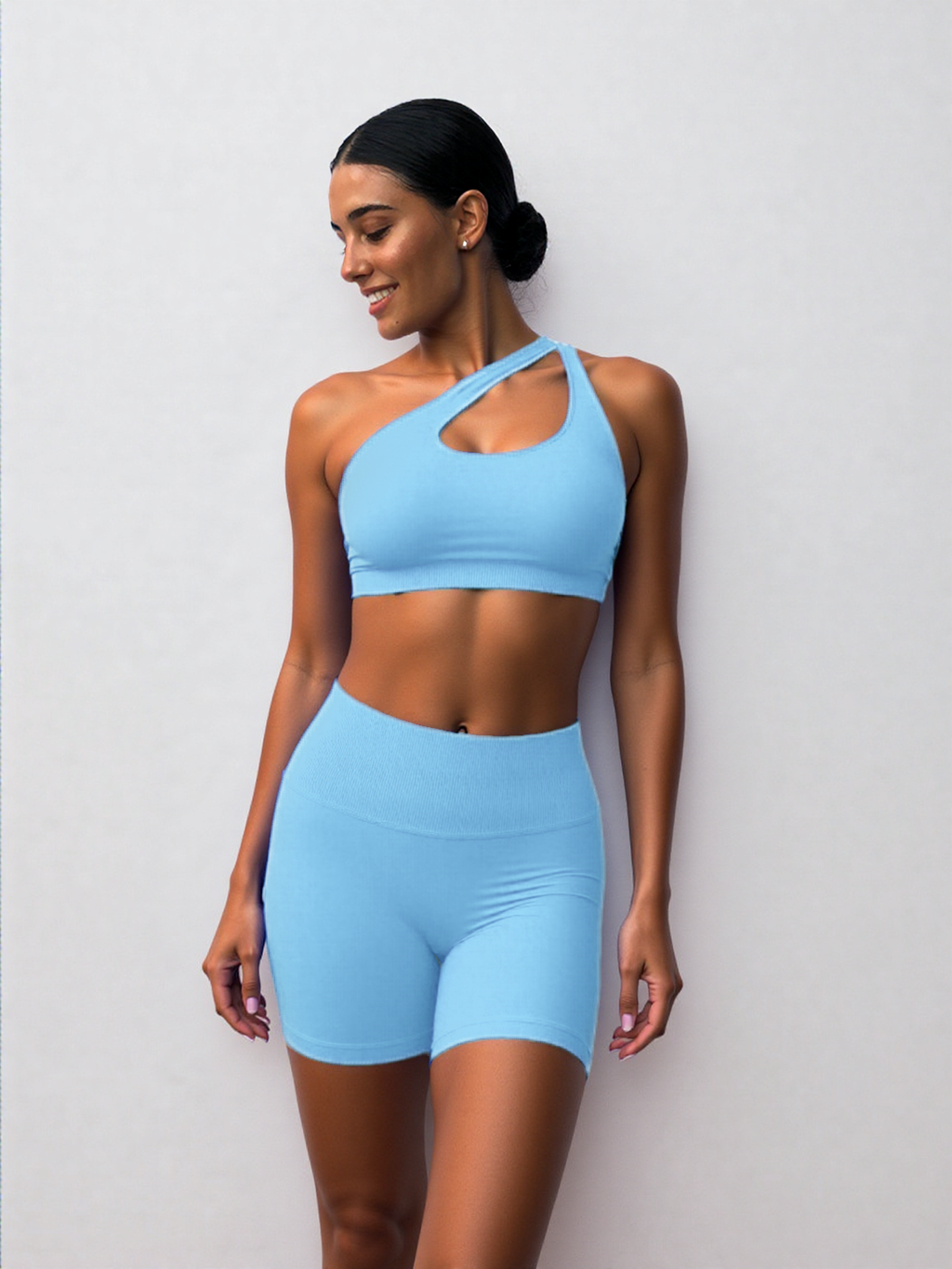 Basic? We Don't Know Her! Side-strap Bra + Shorts Two-Piece Set