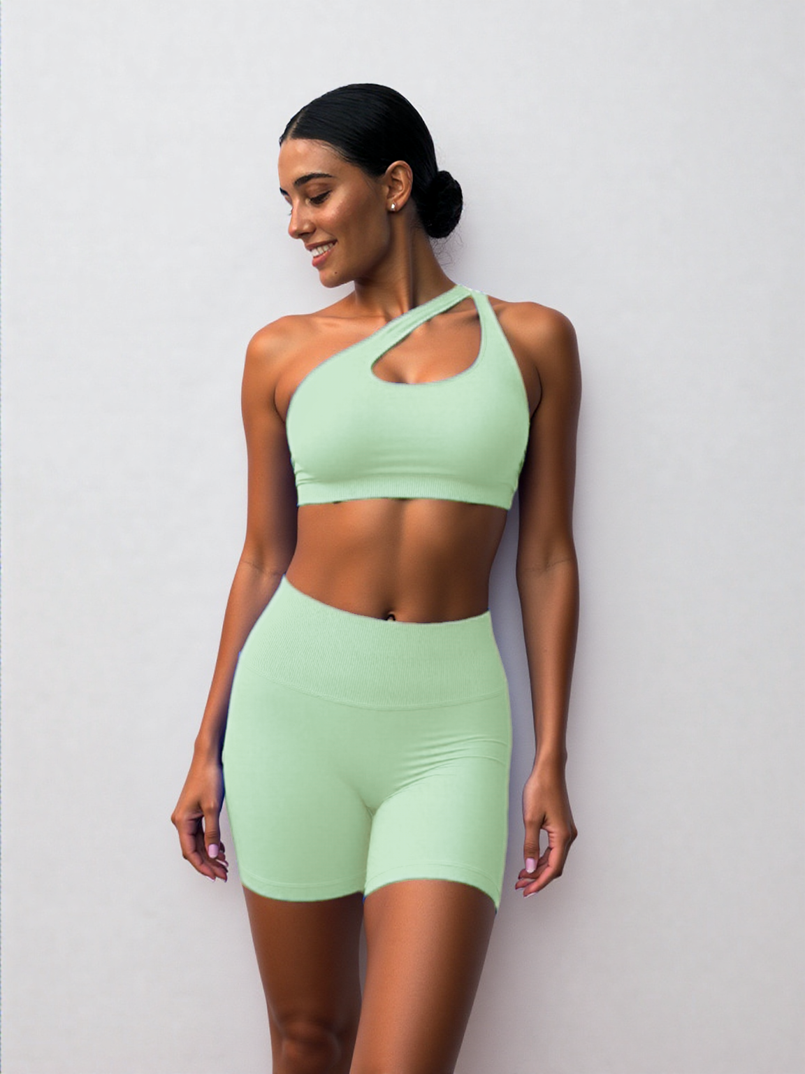 Basic? We Don't Know Her! Side-strap Bra + Shorts Two-Piece Set