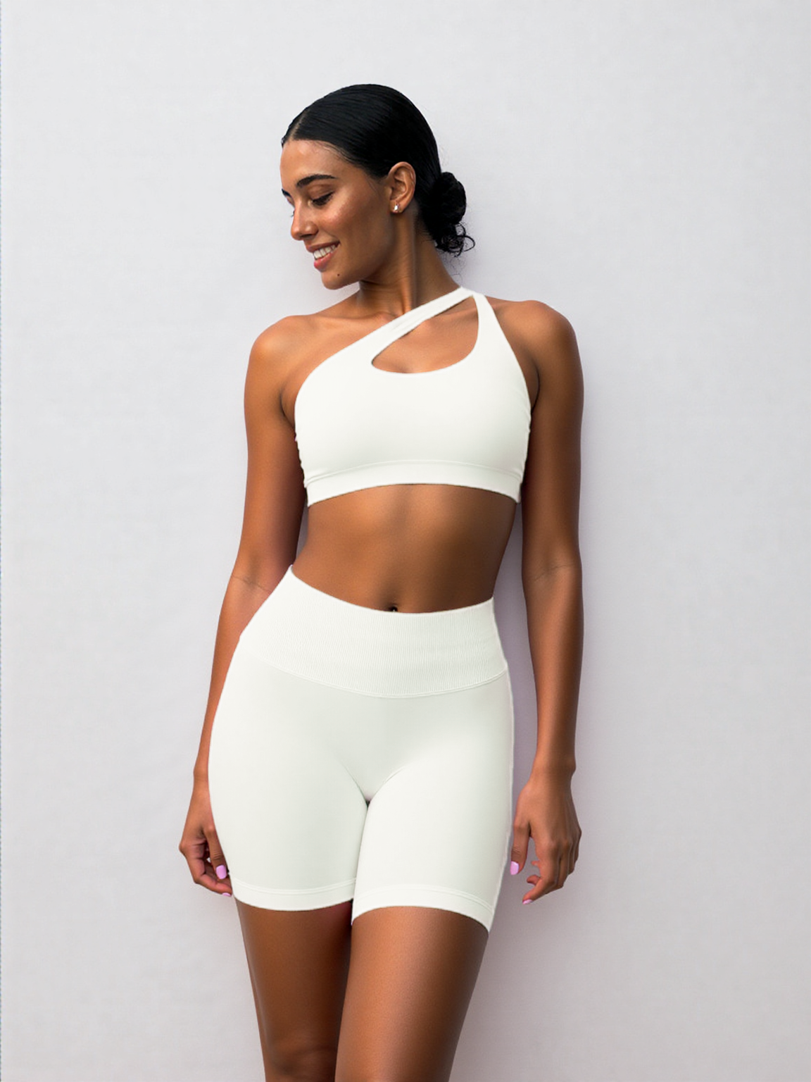 Basic? We Don't Know Her! Side-strap Bra + Shorts Two-Piece Set