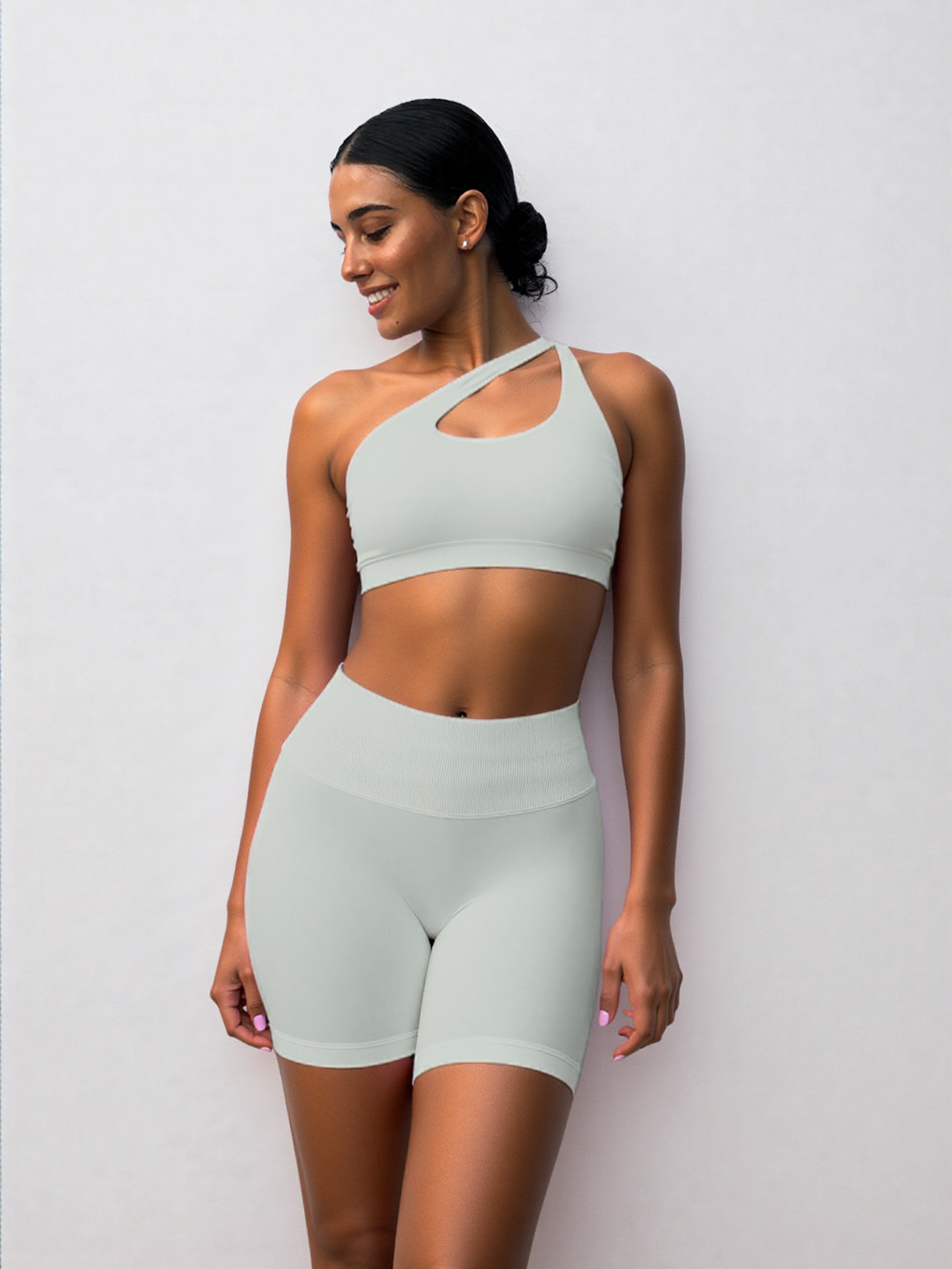 Basic? We Don't Know Her! Side-strap Bra + Shorts Two-Piece Set