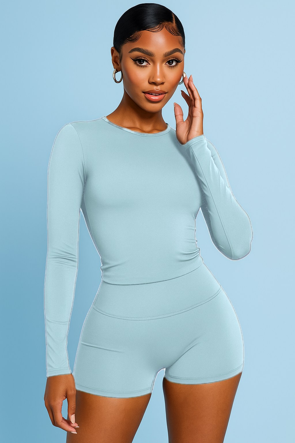 Pulse Charm | Long Sleeve Top & Shorts Two-Piece Set