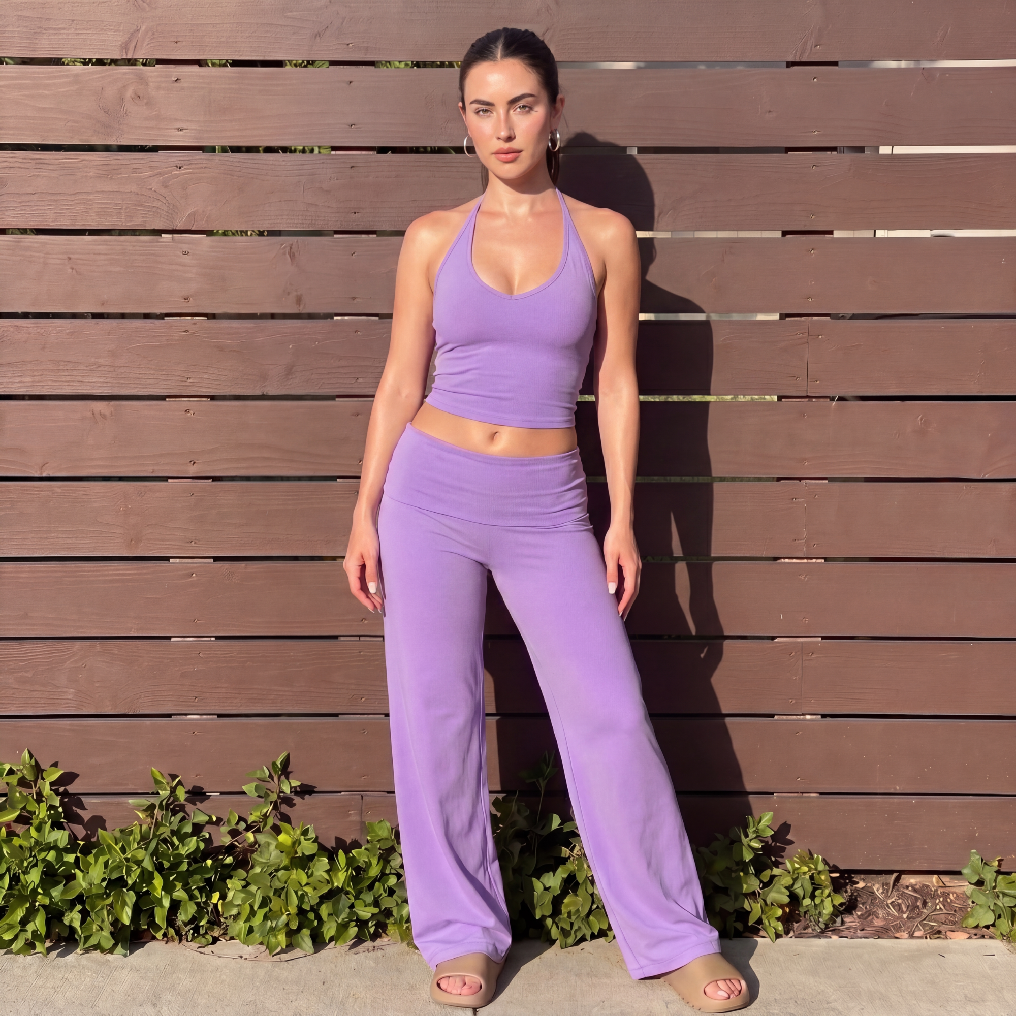 My Way Or Thee Highway | Halter Spagetti Strap Top + Flare Flap Pants Matching Outfit