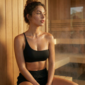 Black thin single-strap bralette with smooth molded cups