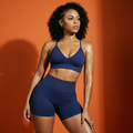 Royal blue Sport-BH und High-Waisted Shorts im Set, V-Ausschnitt vorn