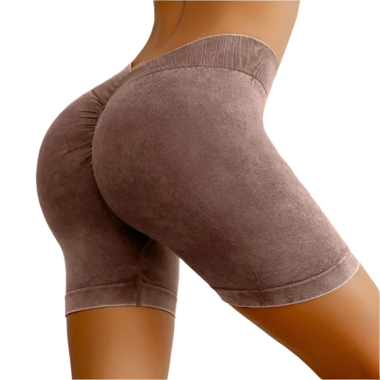 Xooie Fit Acid Wash Active Shorts in Brown for Comfort and Flexibility during Workouts