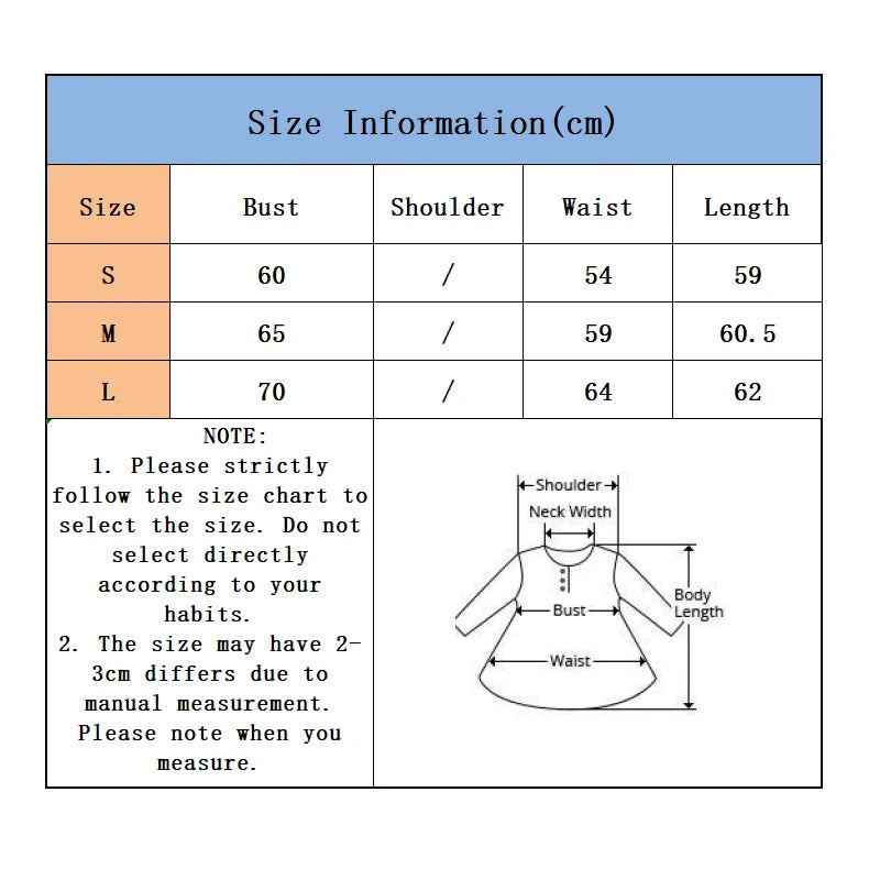 Size information chart (cm) for long-sleeve active dress: bust, waist, length