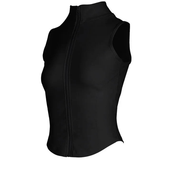 Xooie Fit Zipper Vest Active Tank Top in Black for Comfortable and Stylish Workouts