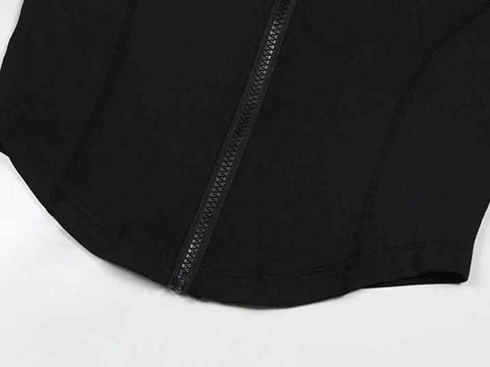 Black zipper vest active tank top by Xooie Fit with sleek design and durable fabric