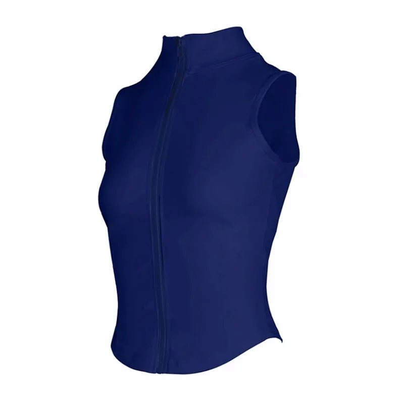 Xooie Fit Zipper Vest Active Tank Top in Navy for Comfortable Workouts and Active Living