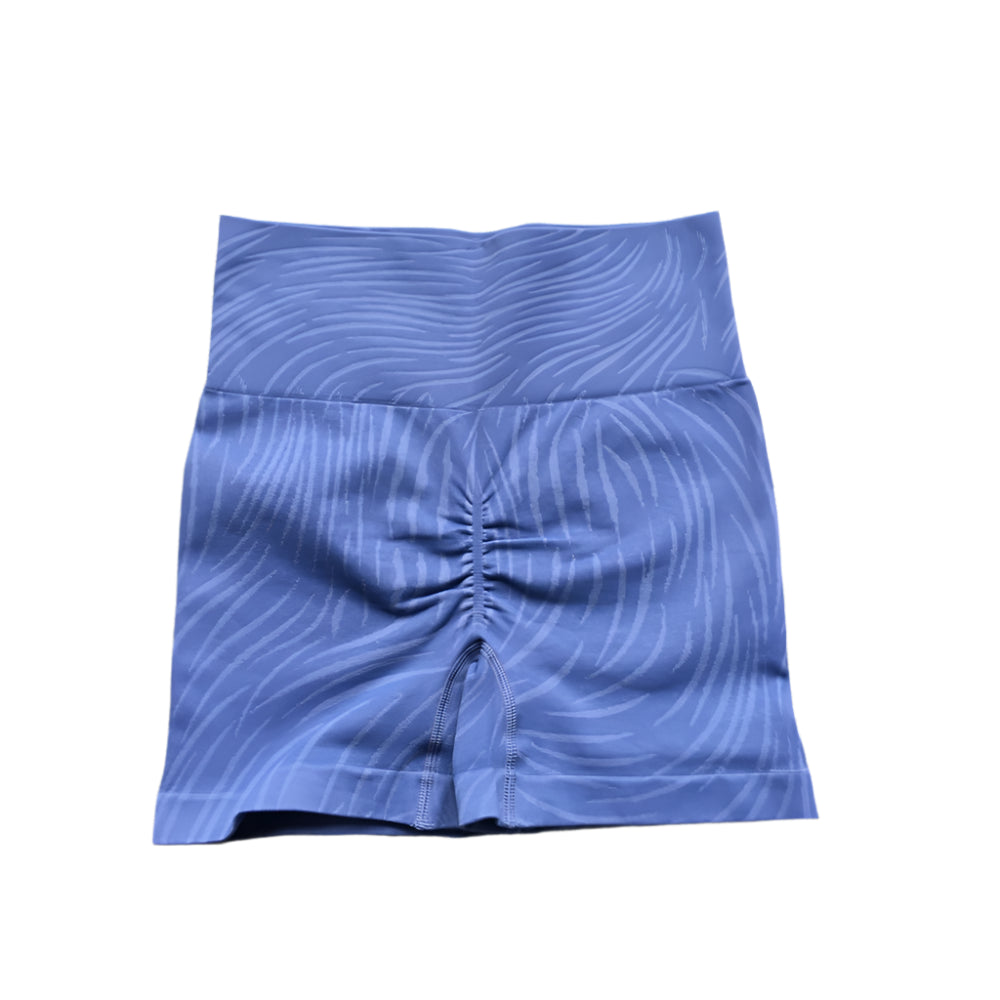 Xooie Fit high-performance activewear bra and shorts set in soft blue with stylish design