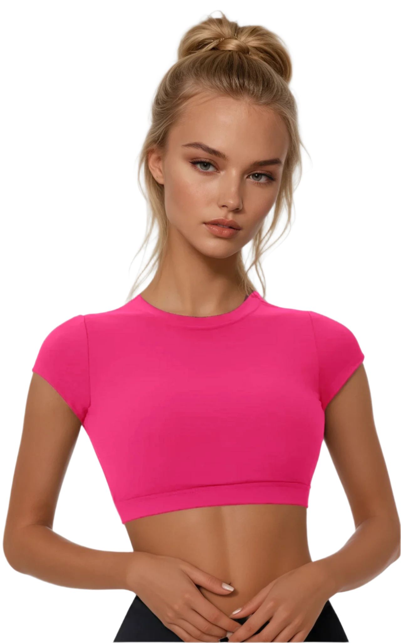 Xooie Fit Pink Backless Workout Top with Short Sleeves for Comfortable Training