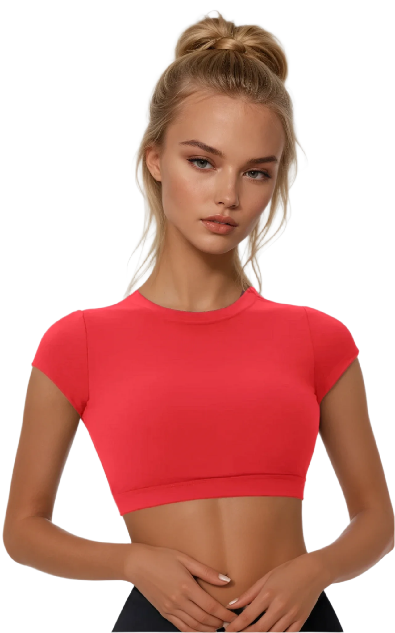 Xooie Fit Red Backless Workout Top with Short Sleeves for Comfortable Exercise