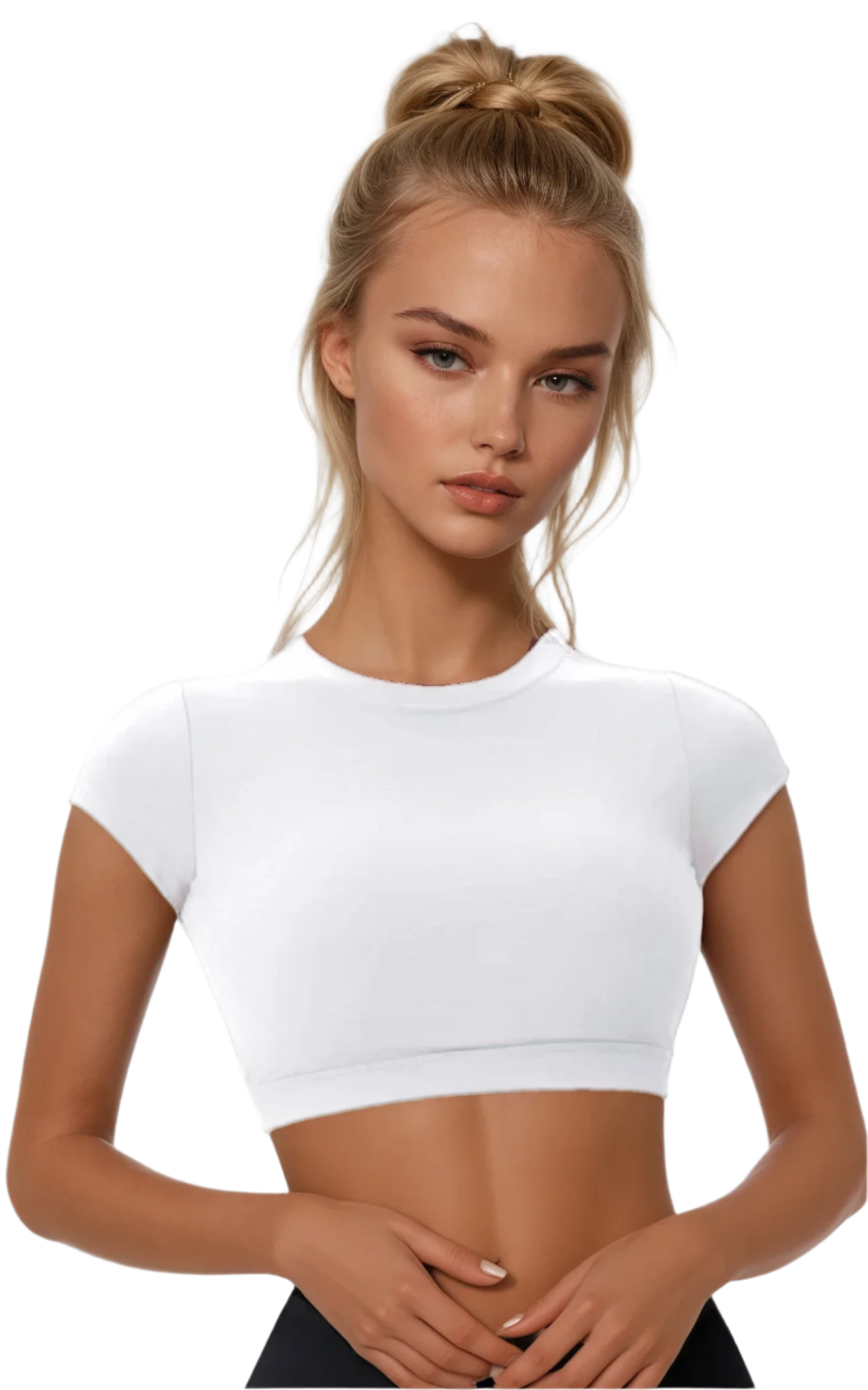 Xooie Fit White Backless Workout Top with Short Sleeves for Comfortable Exercise