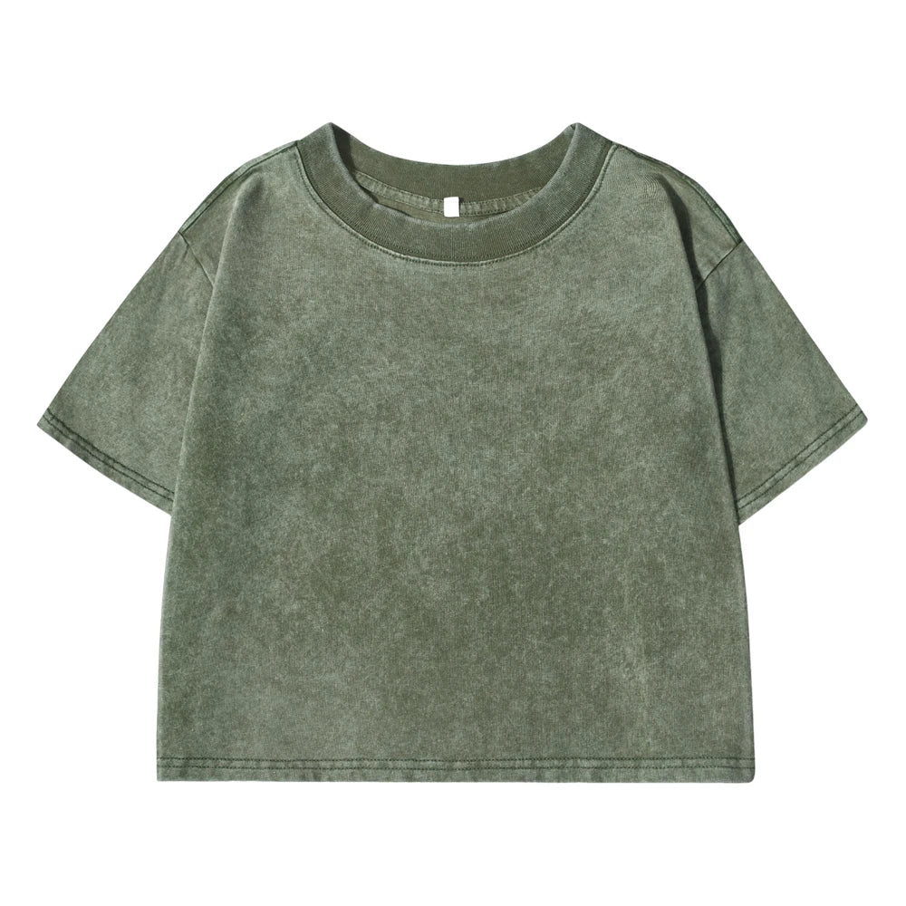 Xooie Fit Baggy Crop Top in Olive Green, perfect for casual and comfortable outfits