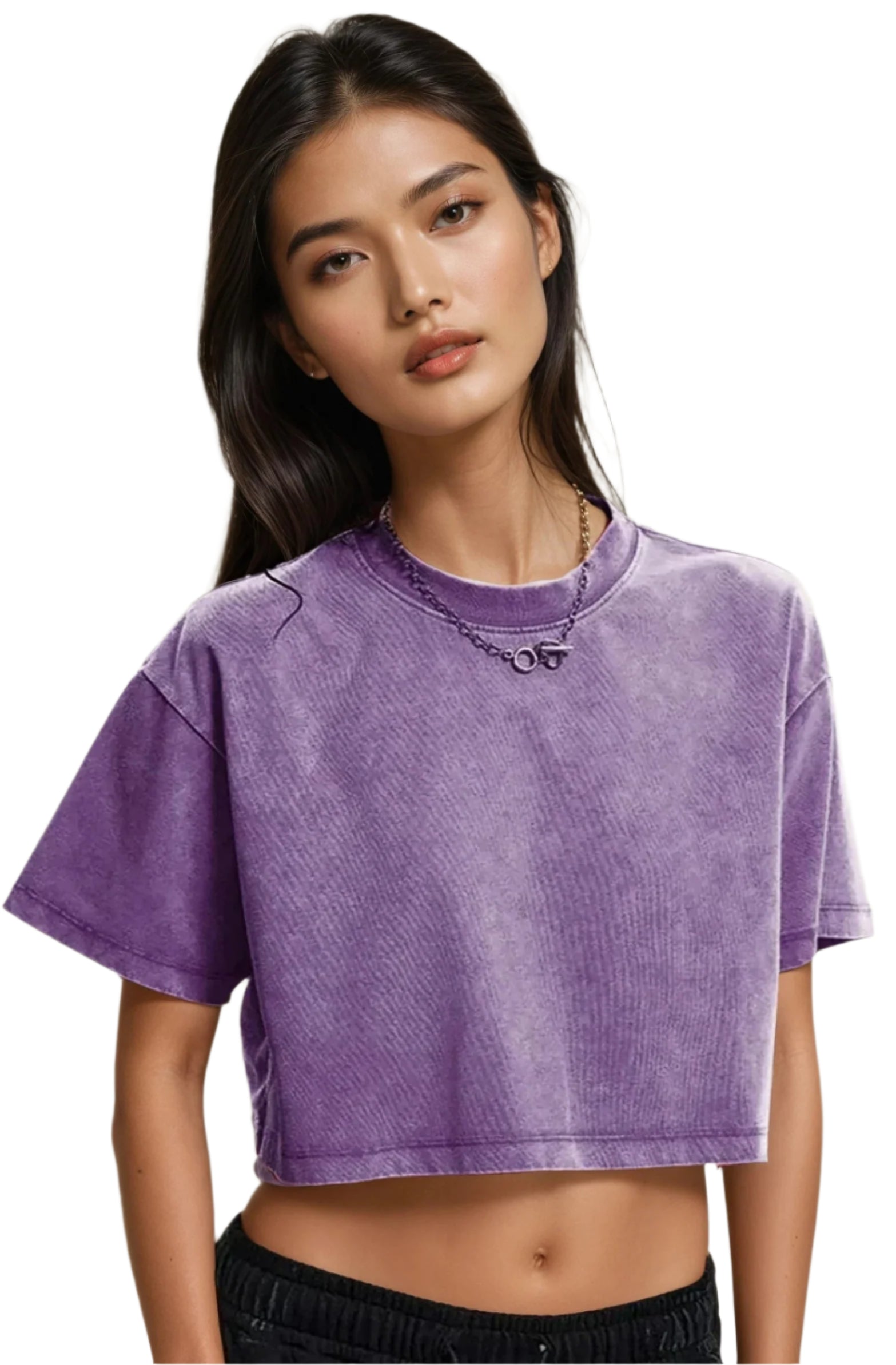 Xooie Fit Purple Baggy Crop Top for a relaxed and stylish look